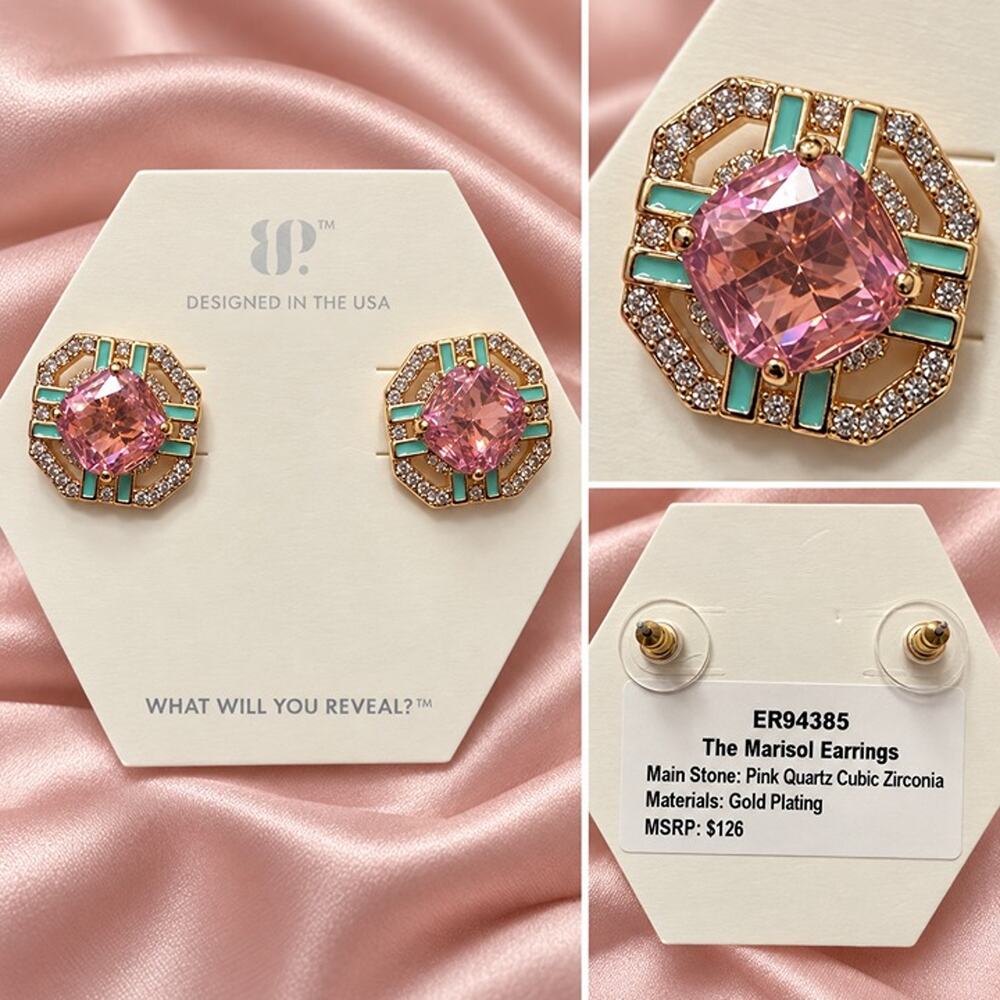 Bomb Party The Marisol Pink & Mint Gold Stud Earrings